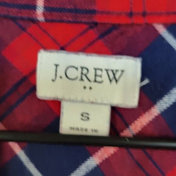 J.Crew Flannel Popover Top Plaid Size Small Red Navy - Picture 4 of 7
